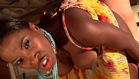 Sexy Ebony Chick Gets Her Slutty Face Sprayed With Cum