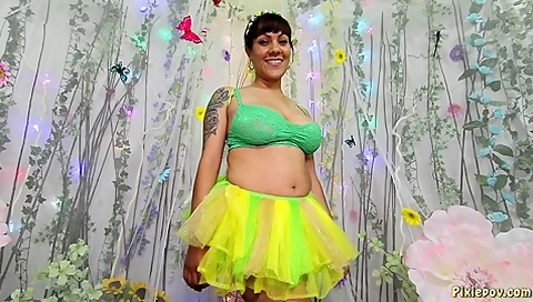 Sweet Pixie Rose Deepthroats Long Tool On Her Knees